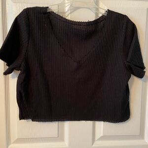 SHEIN Black Ribbed Crop T-Shirt